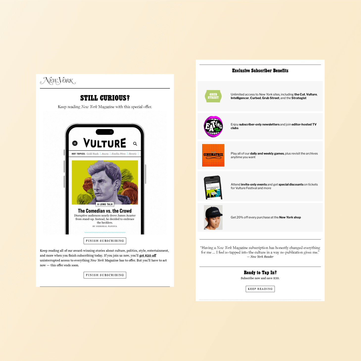 New York Times abandoned cart email examples