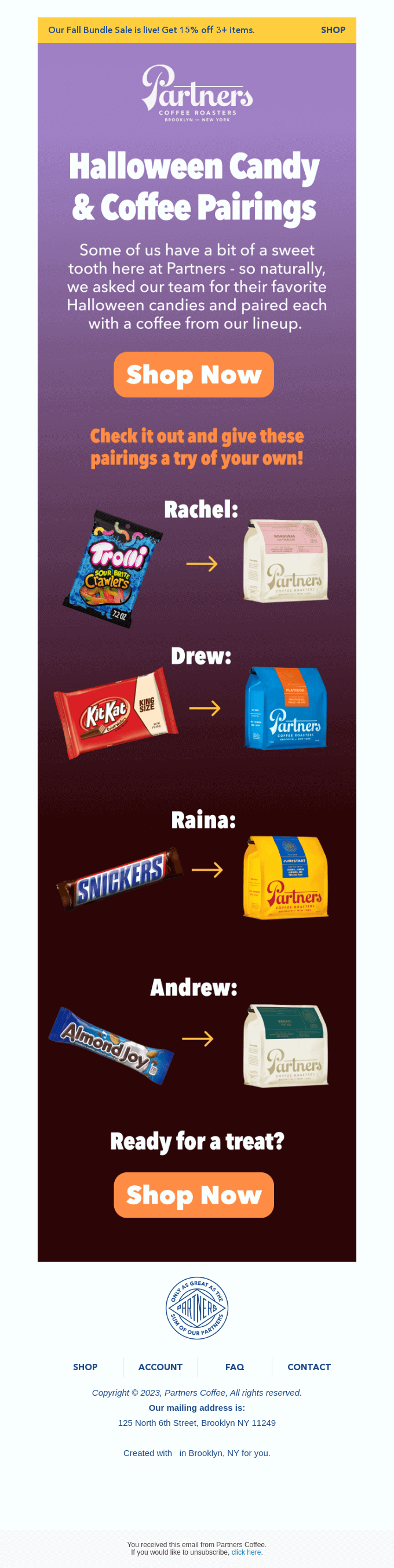 Partners Coffee - Cross-sell halloween email marketing