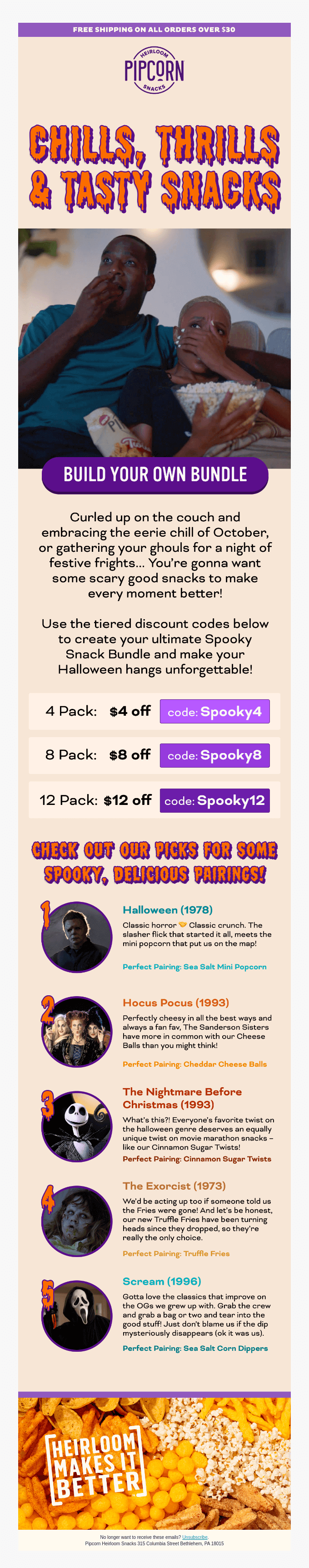 Pipcorn - halloween email marketing
