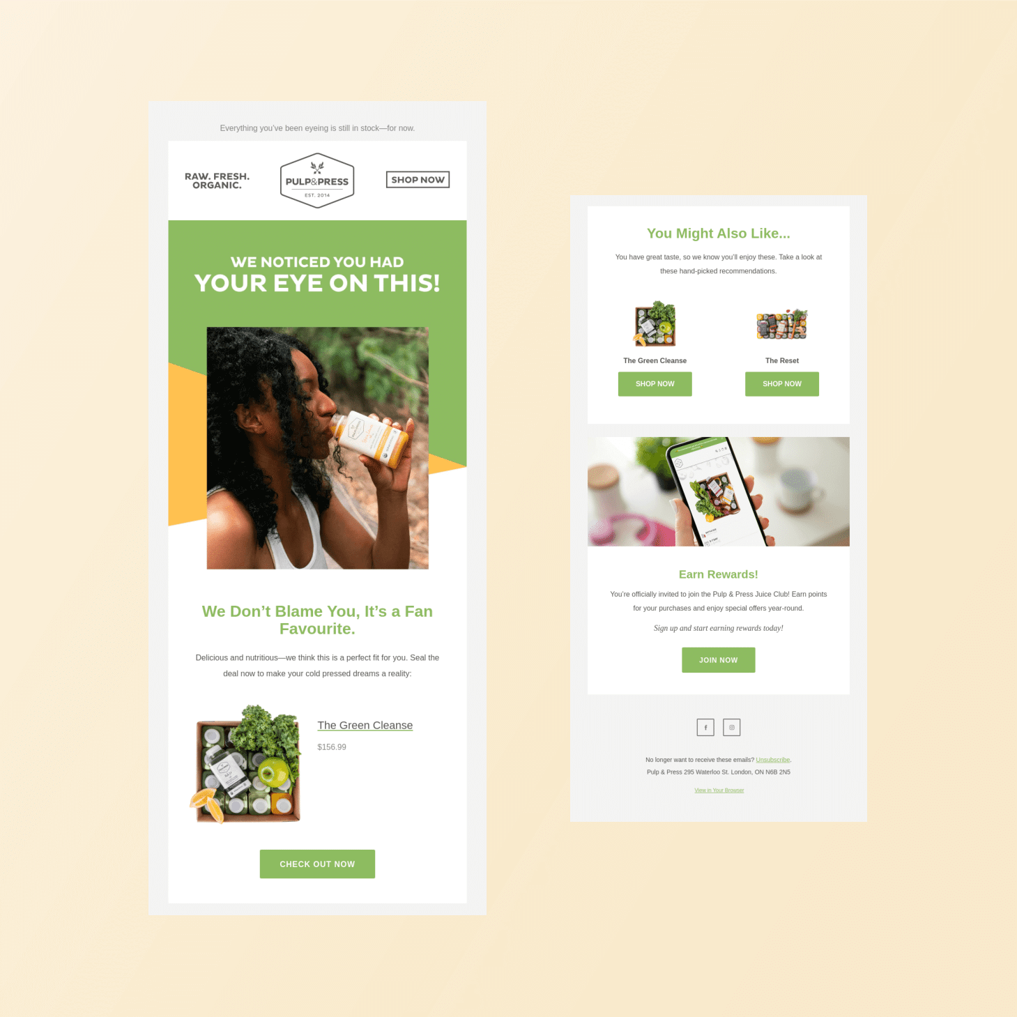 Pulp & Press abandoned cart email examples