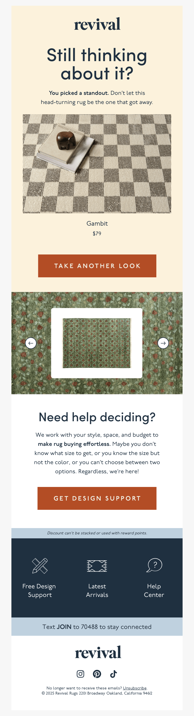 Revival Abandoned Cart Email Example