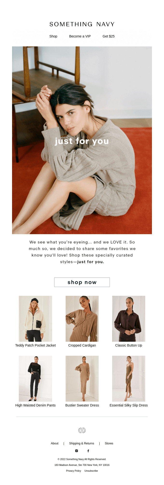 Something Navy Abandoned Cart Email Example