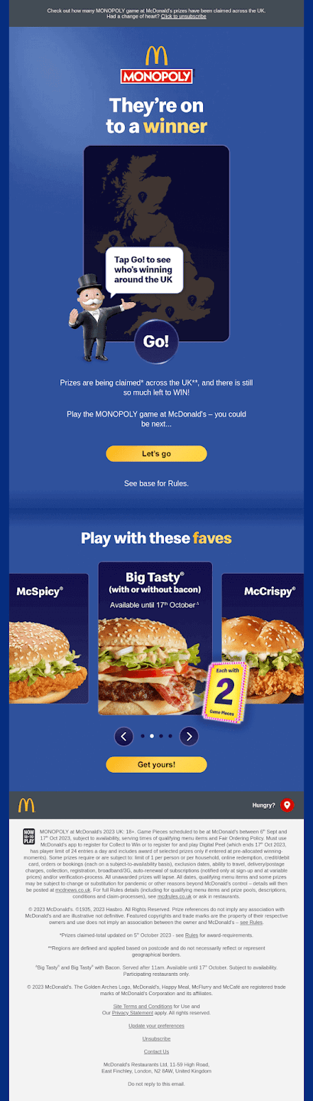 mcdonald's interactive emails