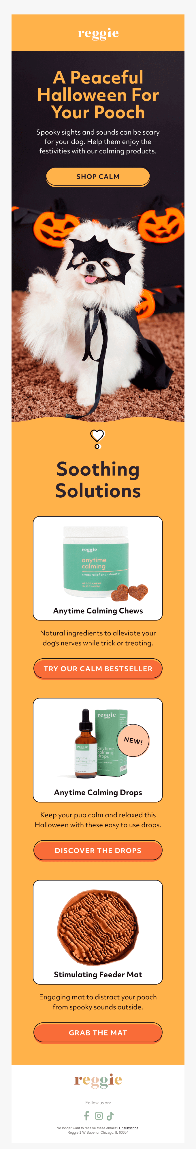 reggie - self-care halloween email marketing