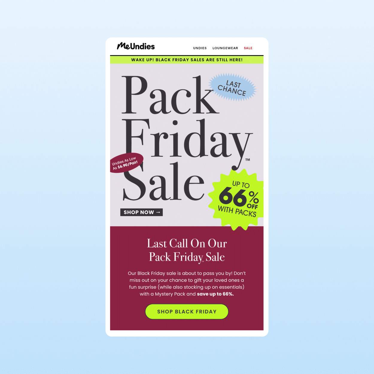 Black Friday marketing Ideas - MeUndies