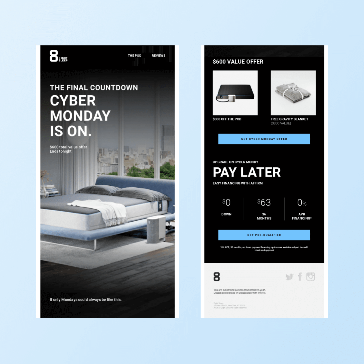 Cyber monday emails - Countdown