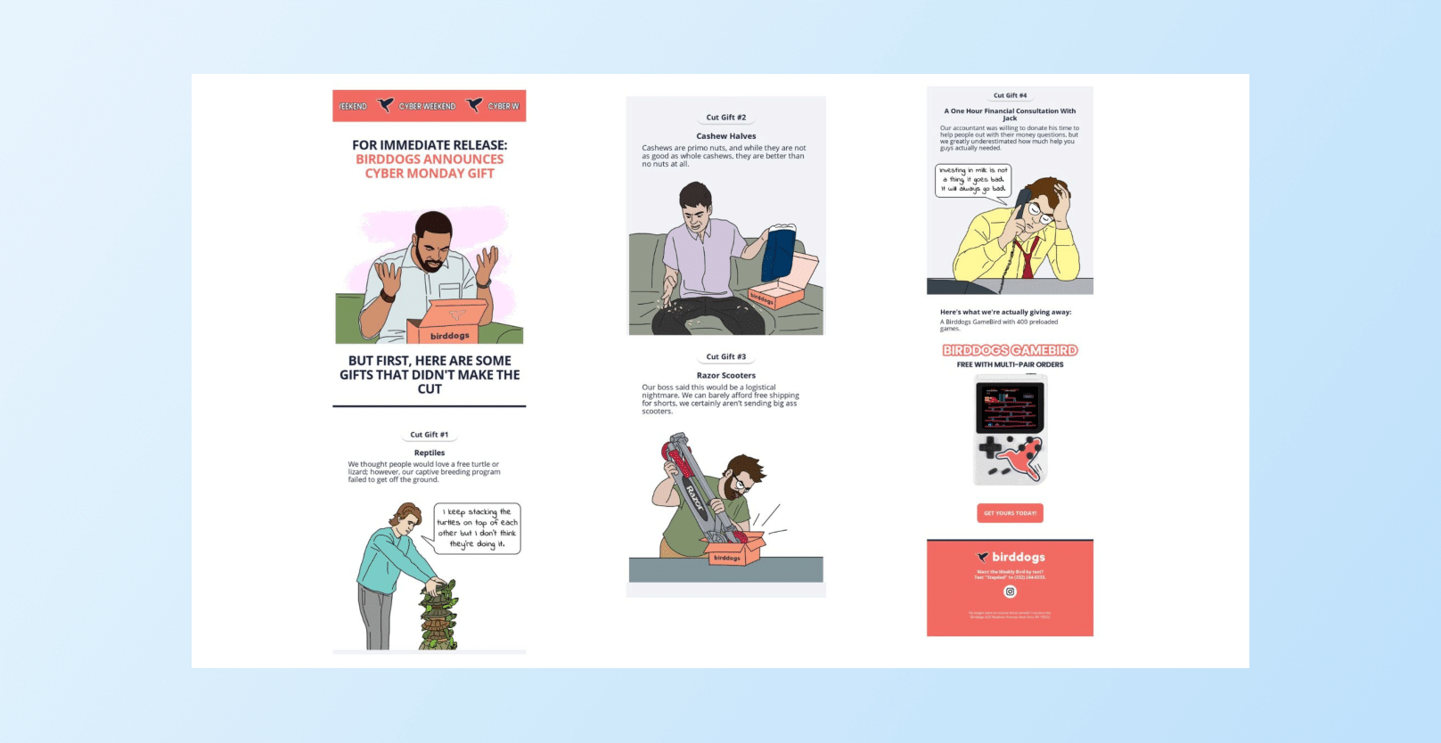 Cyber monday emails - Humorous messaging