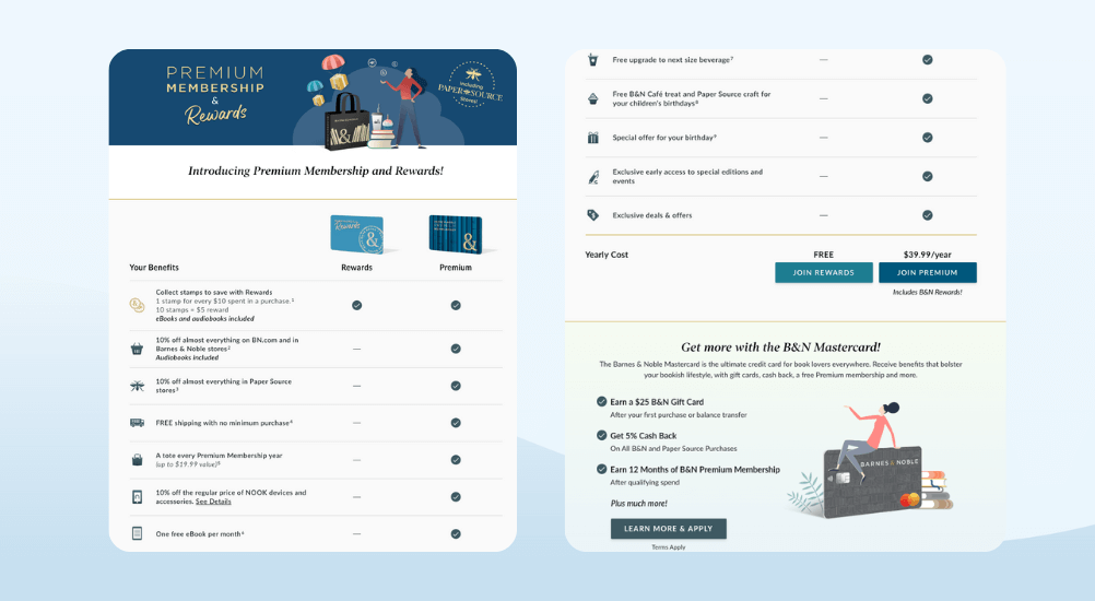 Subscription and Membership Loyalty Program Examples by Barnes & Noble: Premium Membership