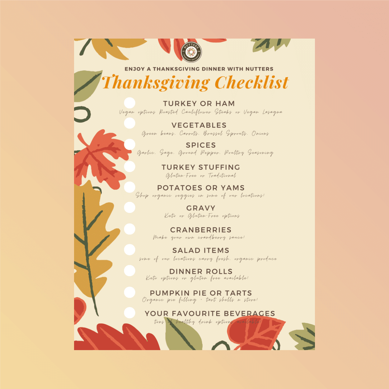 Thanksgiving email marketing - Checklist