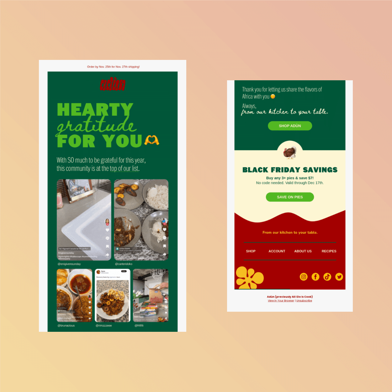 Thanksgiving email marketing example