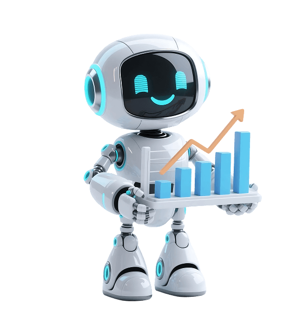 Friendly robot holding growth chart
