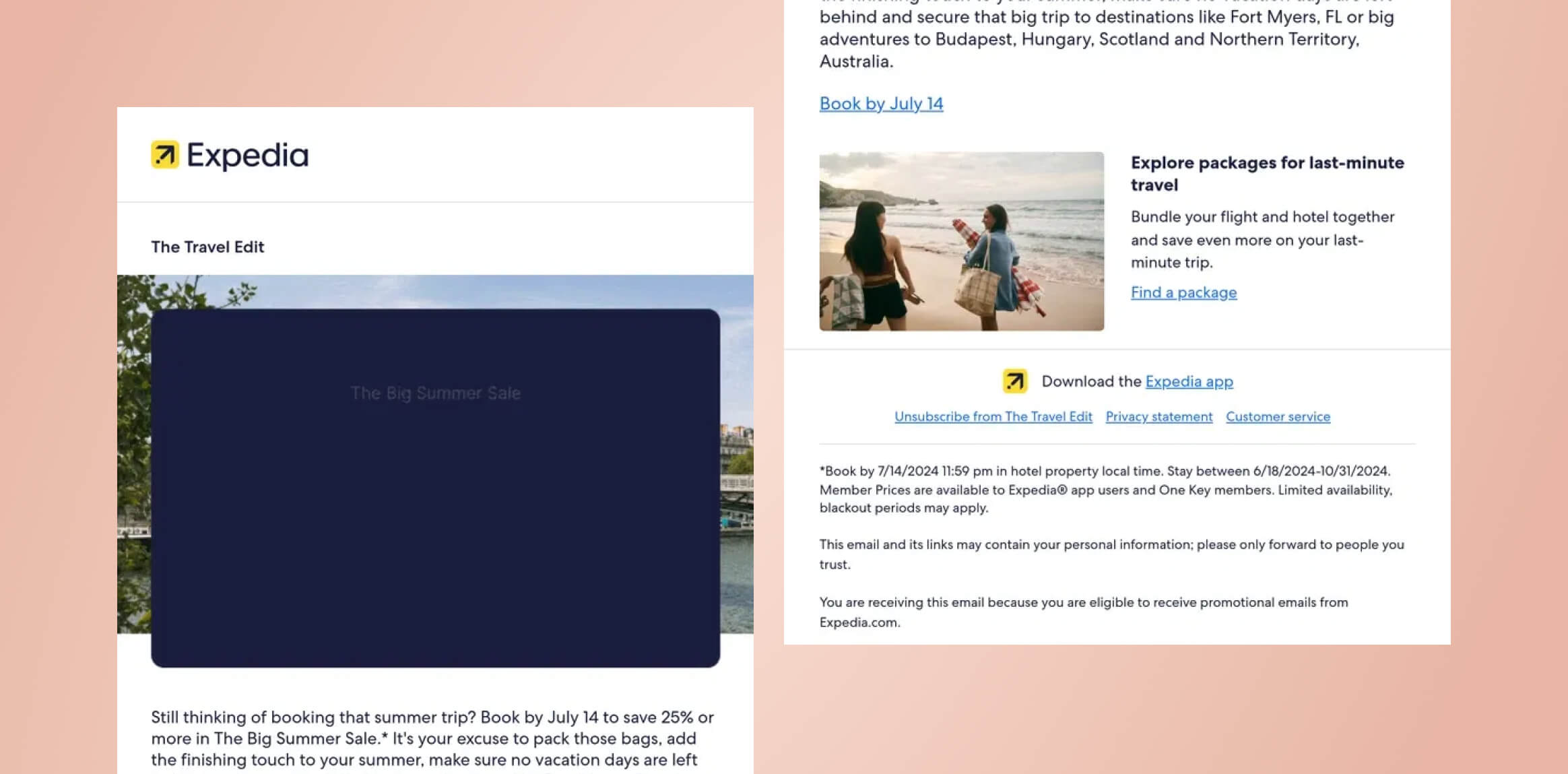 Travel email blast