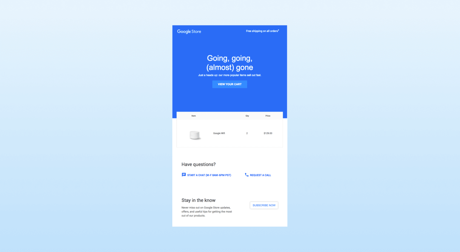 Abandoned cart email templates - google store