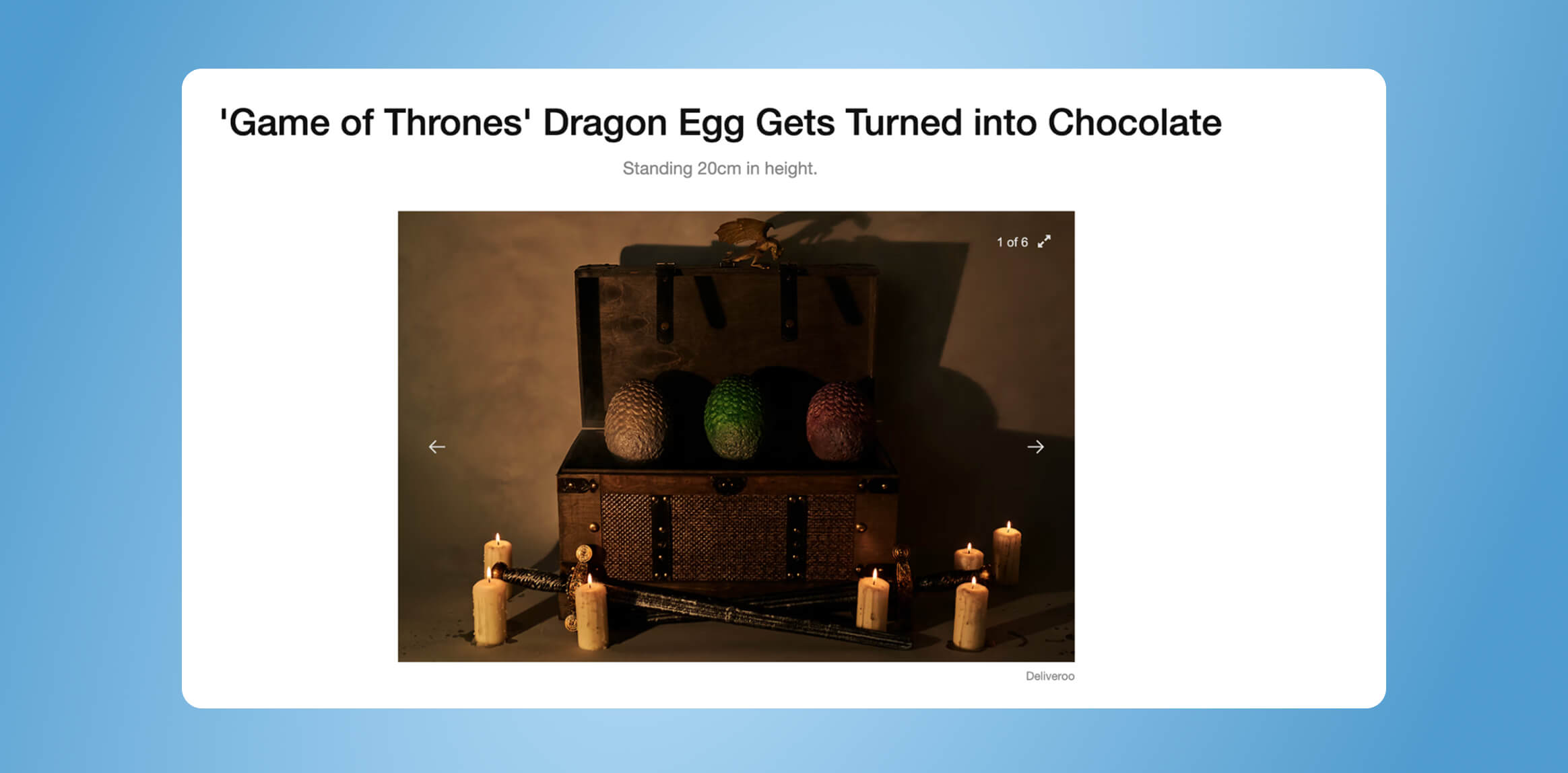 Deliveroo chocolate Game of Thrones dragon eggs Easter marketing campaign idea