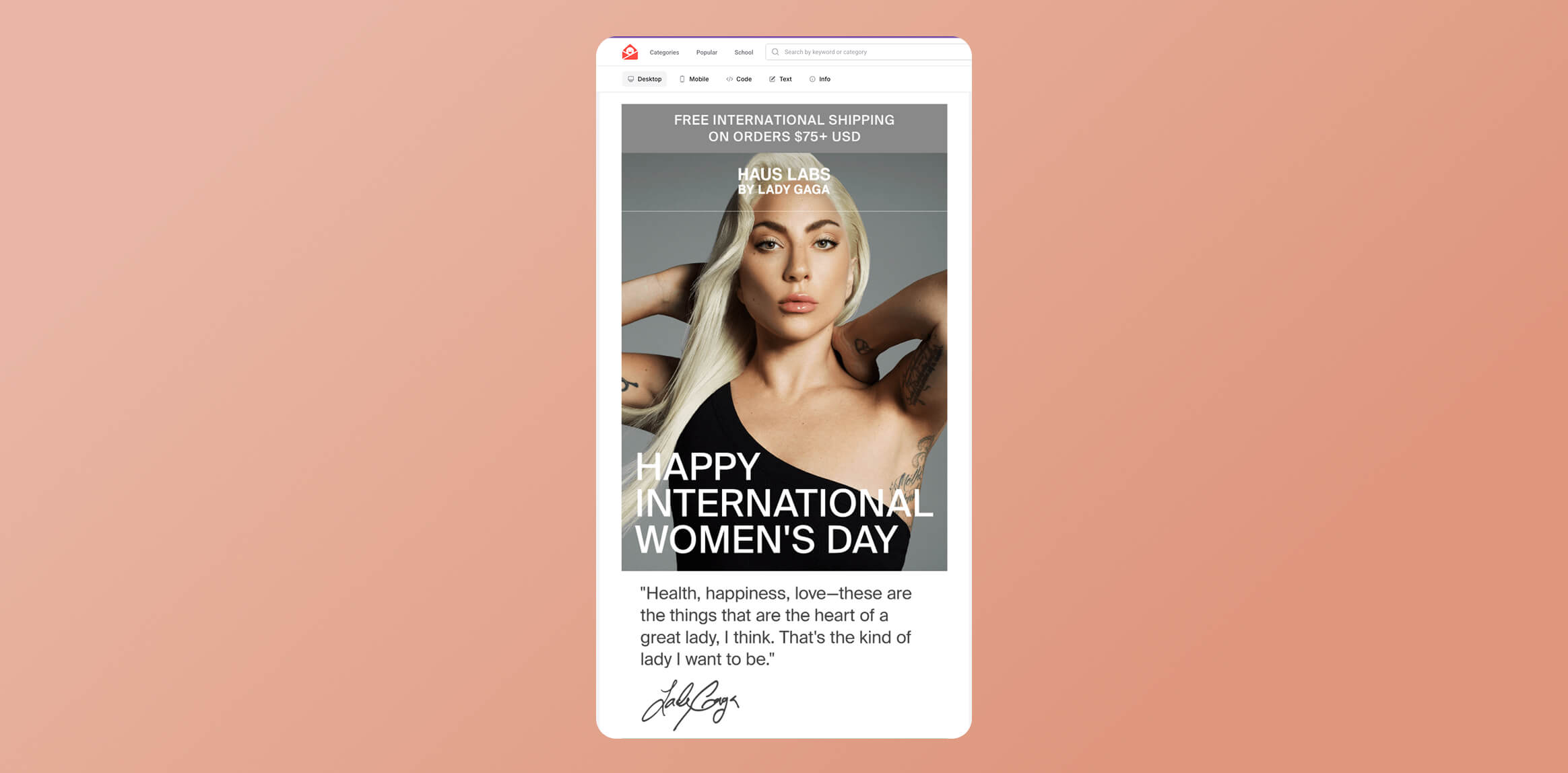 Haus Labs by Lady Gaga Example of Women_s day marketing ideas