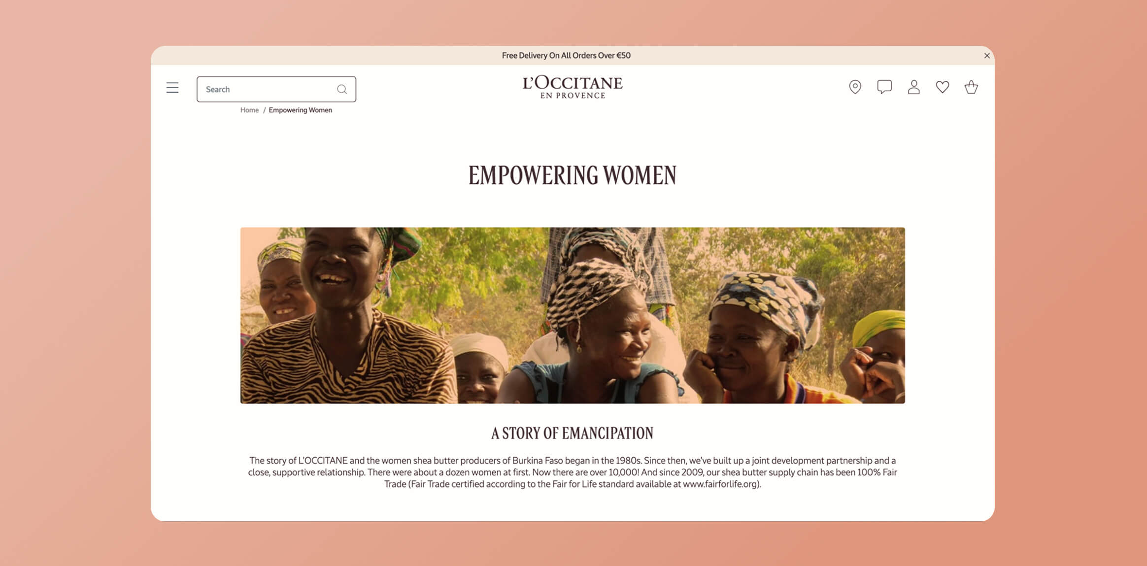 L’Occitane website as example of women_s day marketing campaign ideas