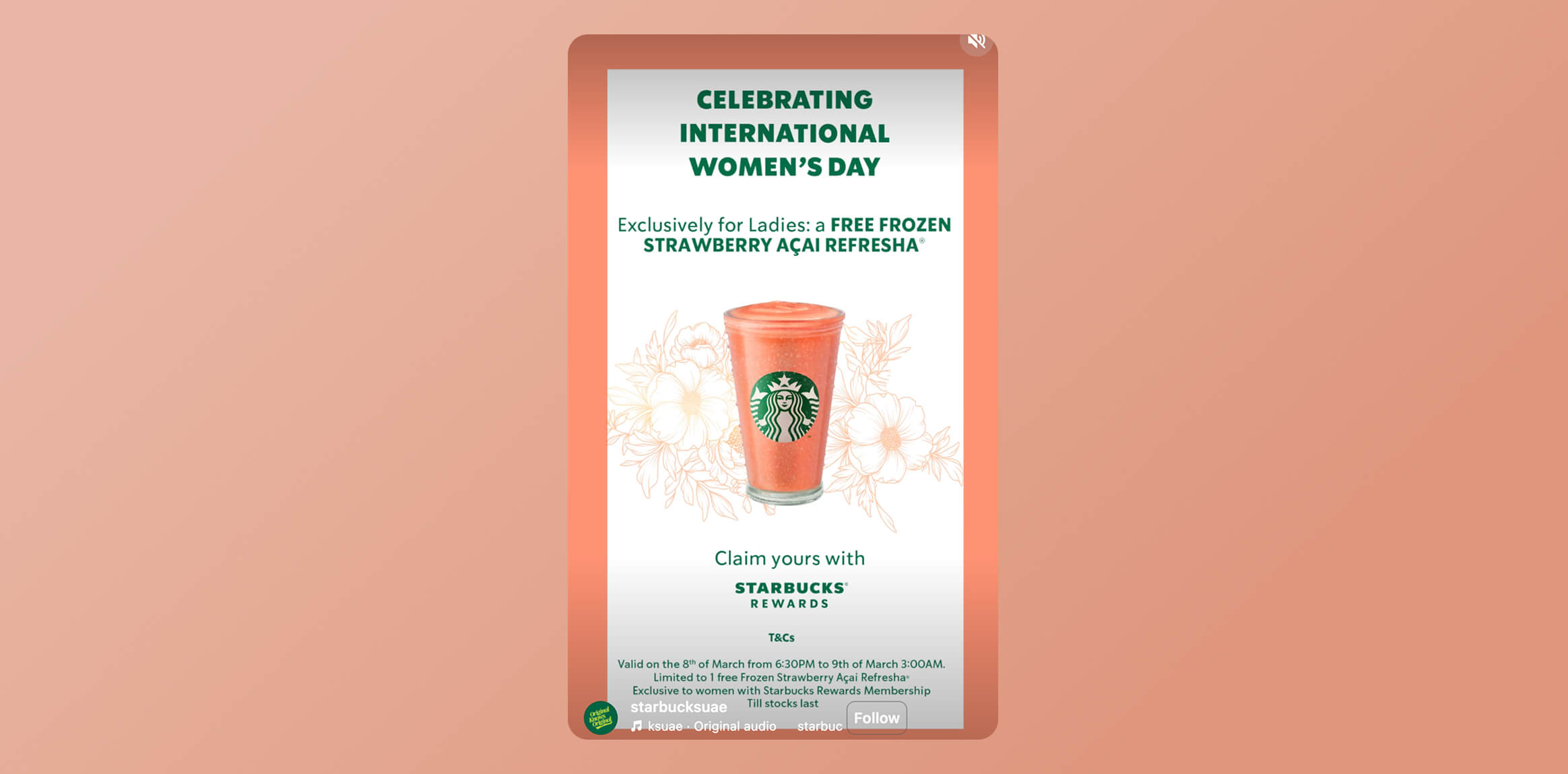 Starbucks UAE social media post as example of women_s day marketing ideas