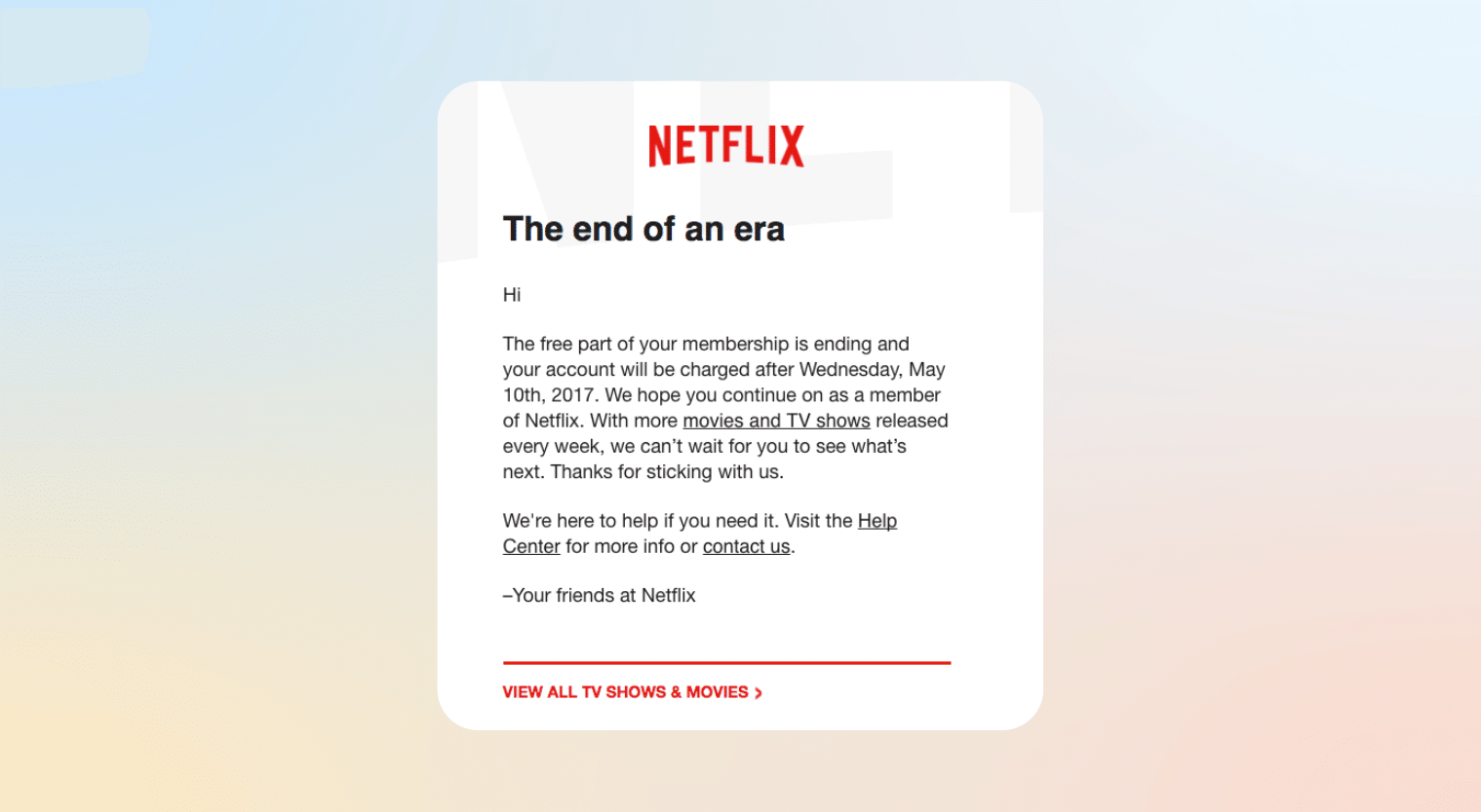 email retargeting - netflix sign up