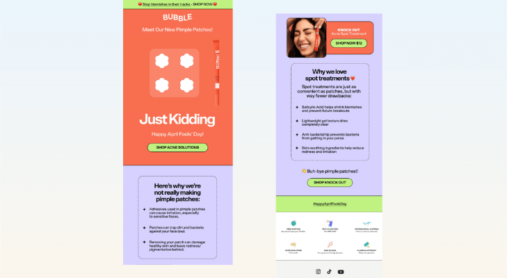 Bubble April Fool's Day Email Campaigns & Subject Lines