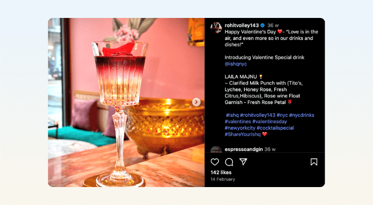 Themed Valentine’s Cocktail Menu, Valentine’s Day Marketing and Promotion Ideas