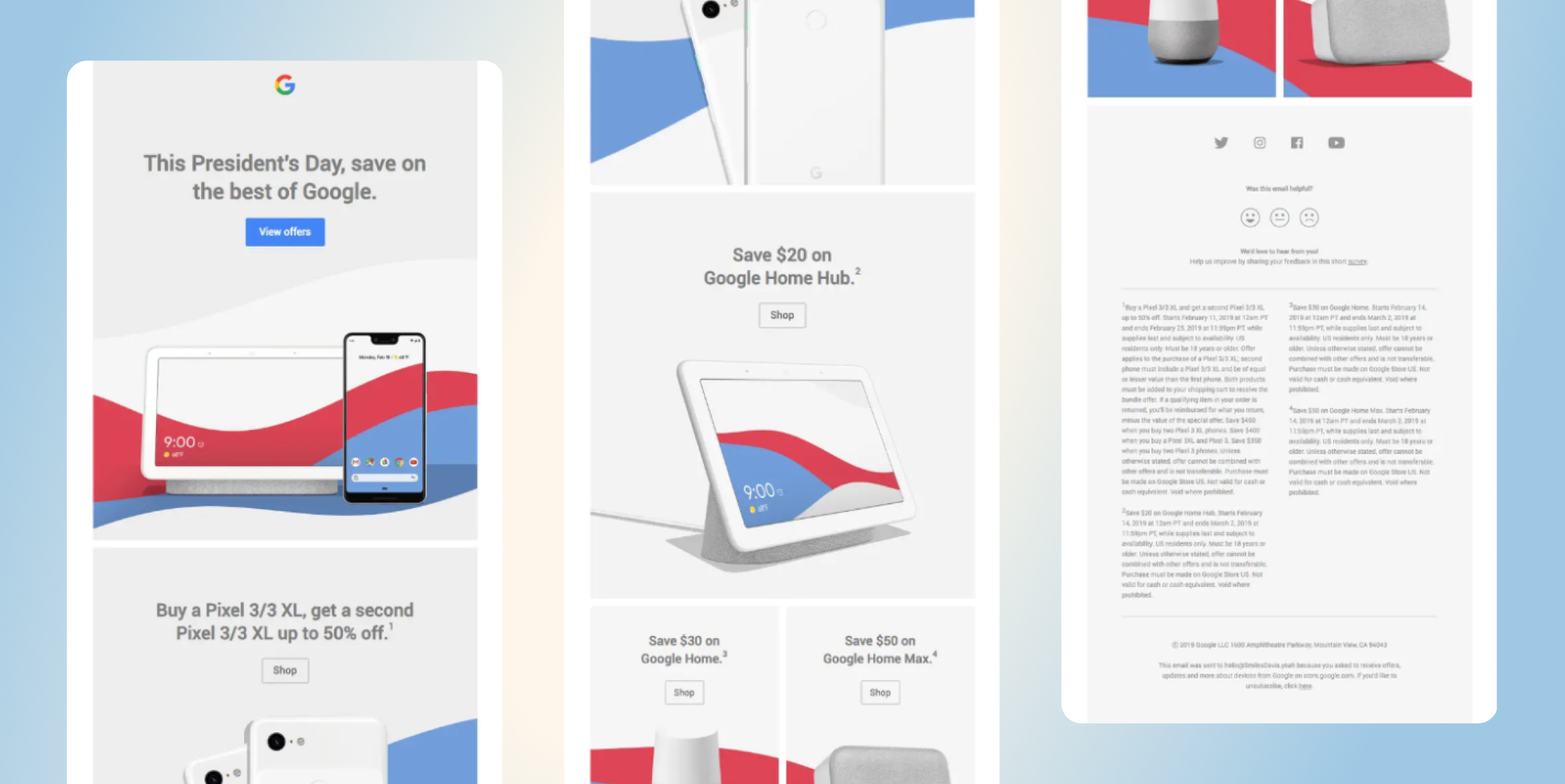 Minimalist, Single-Column Layout With Bold Patriotic Theme - By Google