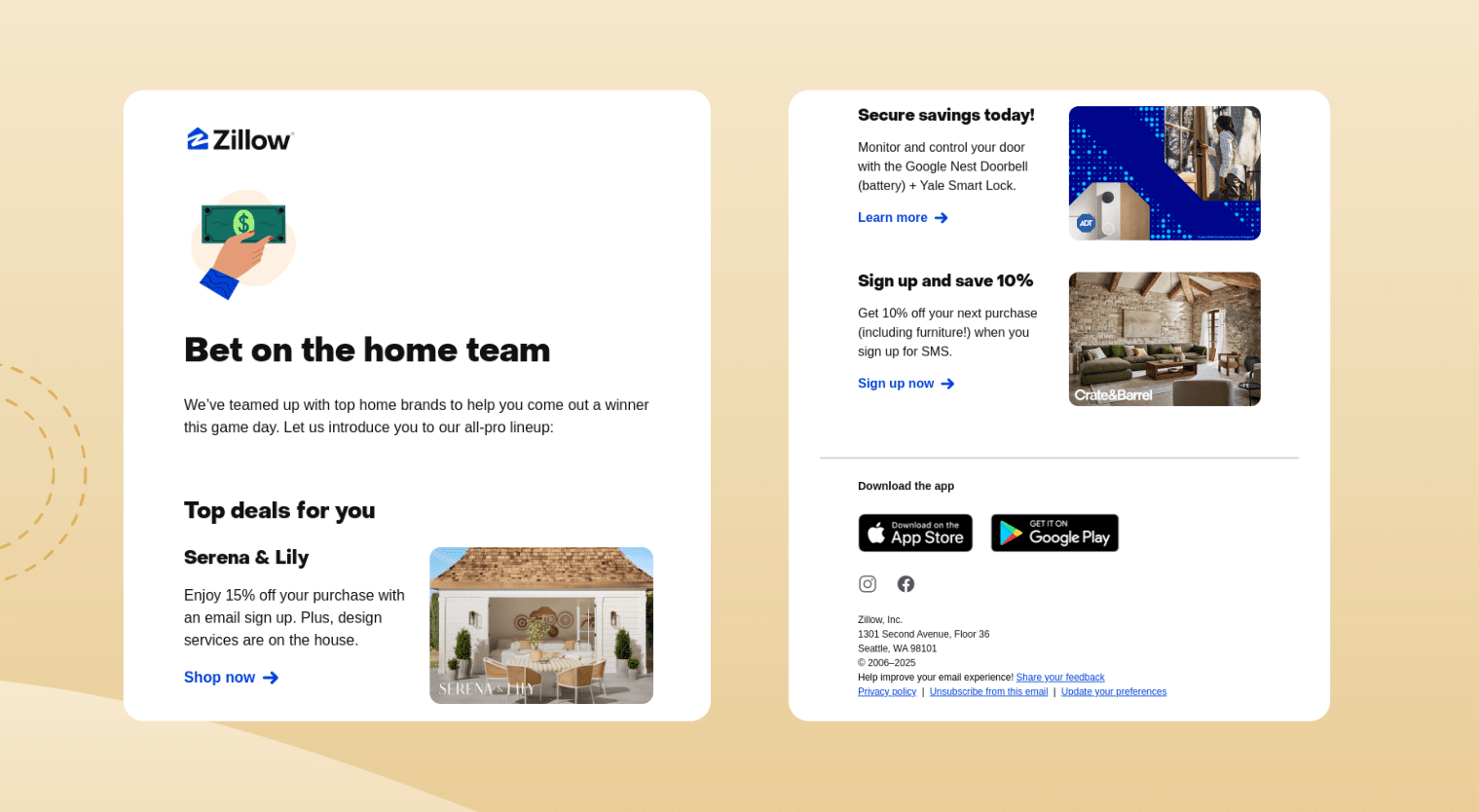 Tap into Team Spirit and Fan Loyalty - Superbowl Email by Zillow