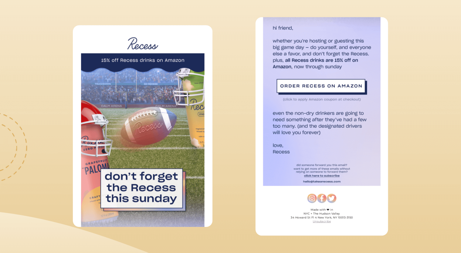 Use Humor and Pop Culture References - Superbowl Email Example by Recess