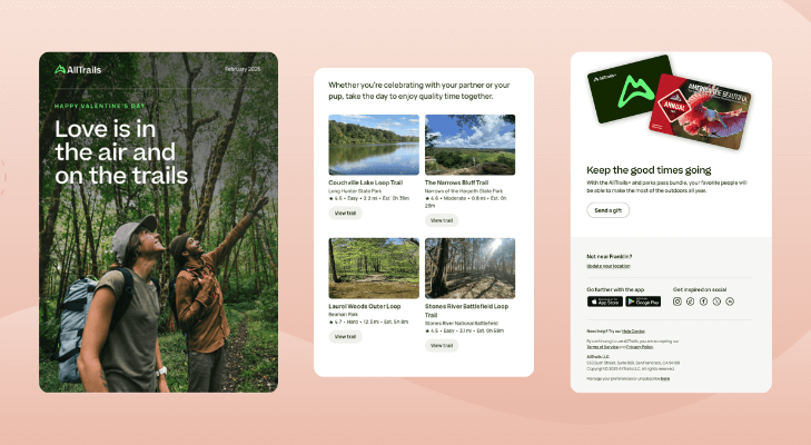 Valentine’s Day Email Newsletter - Celebrate Outdoors by AllTrails