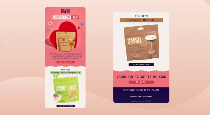 Valentine’s Day Email Newsletter - Gifts for Him and Her by Sayso