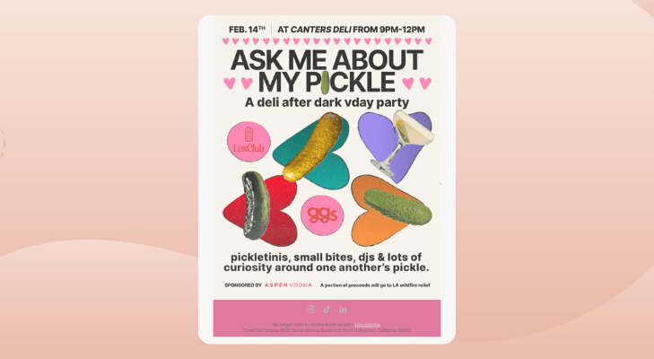 Valentine’s Day Email Newsletter - Invitation to a VDay Party by Good Girl Snacks