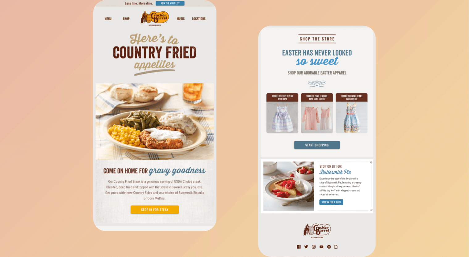 easter emails - cracker barrel