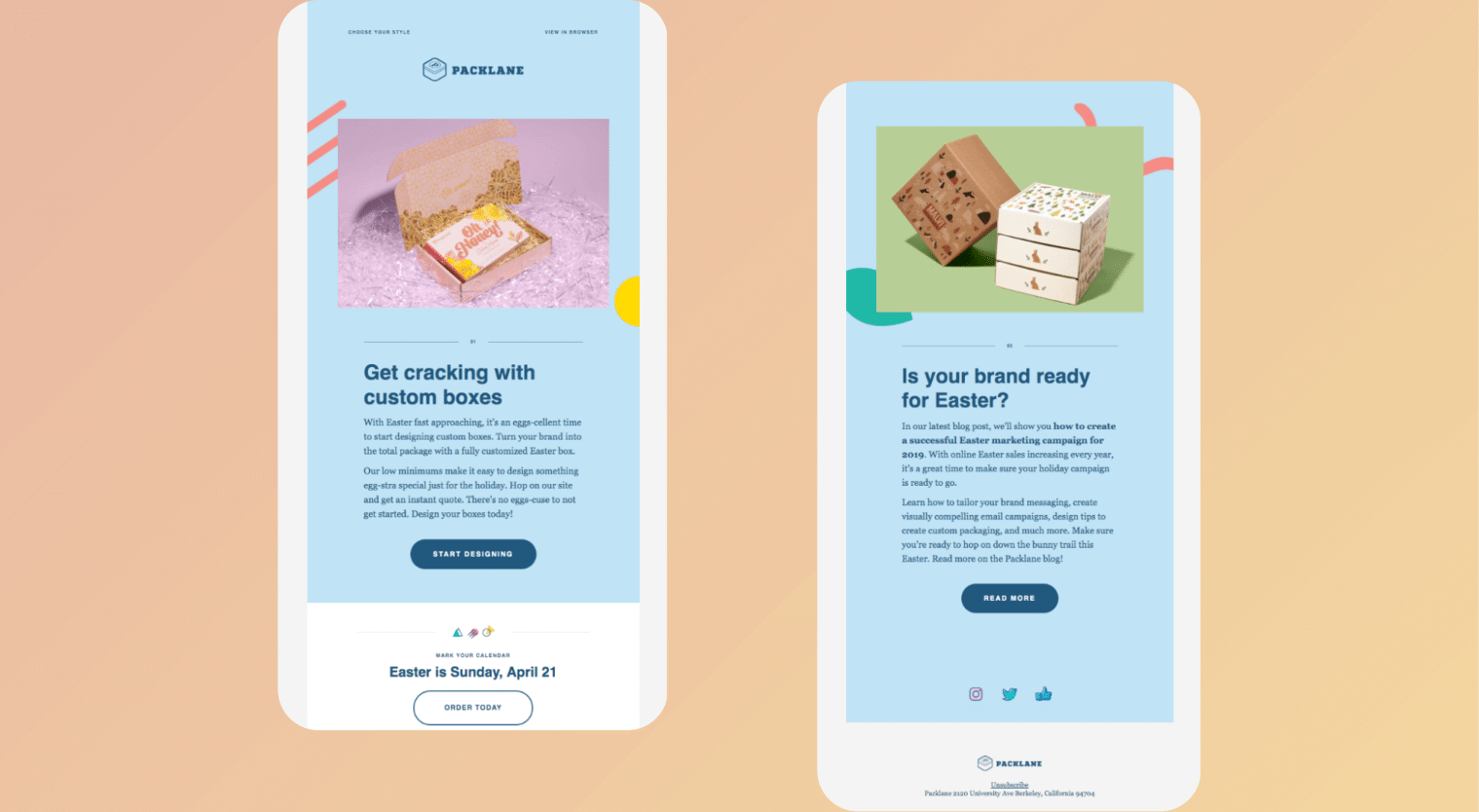 easter emails - packlane