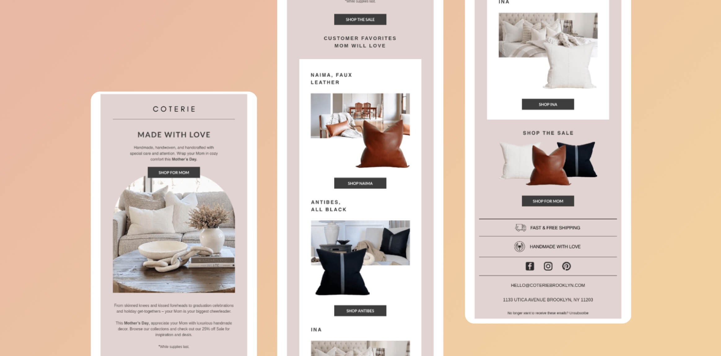 Coterie Mother's Day Email Campaigns Made With Love and Customer Favorites