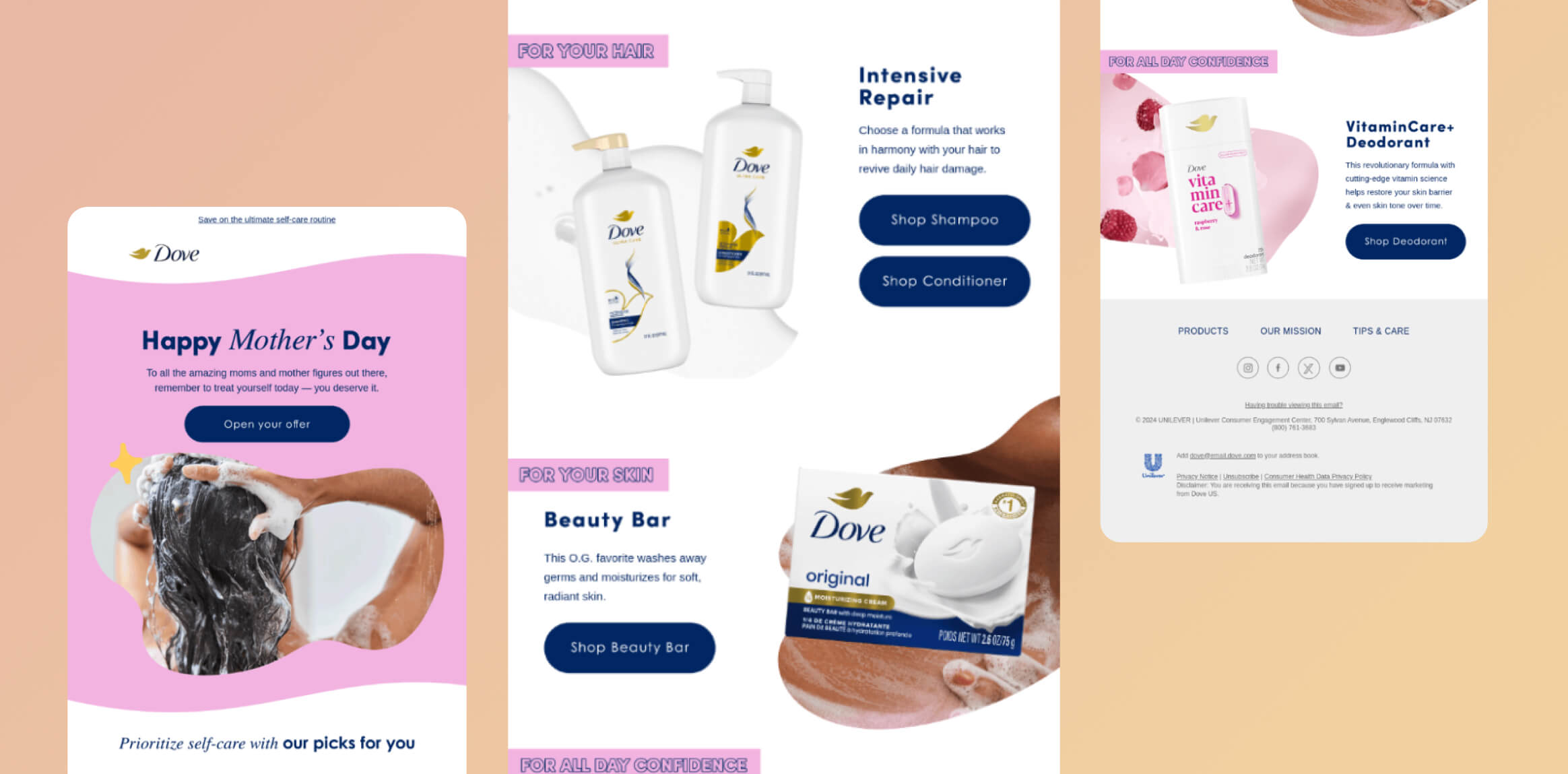 Dove Mother's Day email Marketing Example to Prioritize Self-Care