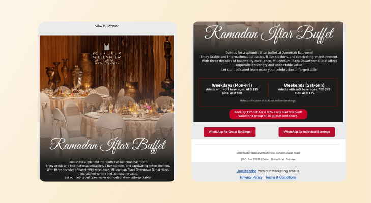 Eid Al-Fitr Marketing Campaign Example by Millennium Plaza Downtown Hotel