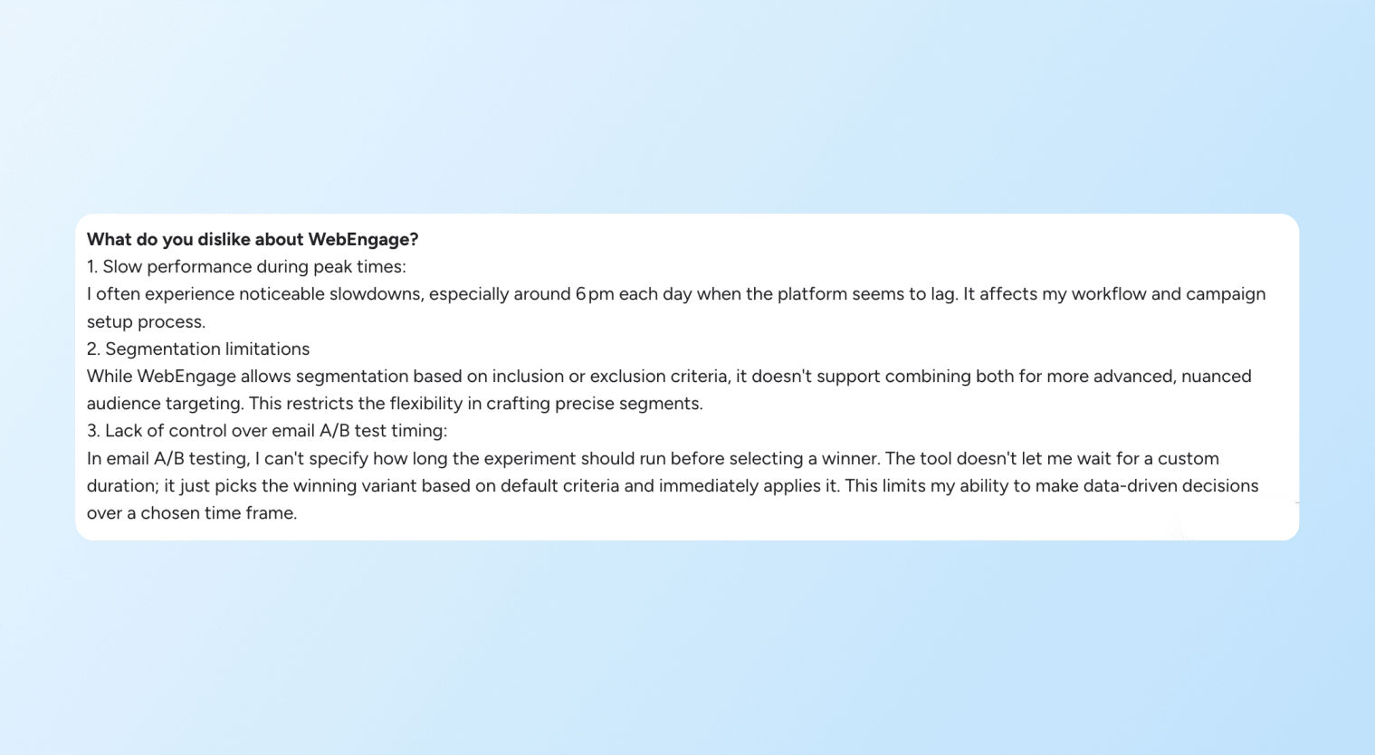 MoEngage vs. WebEngage - WebEngage Slow Performance