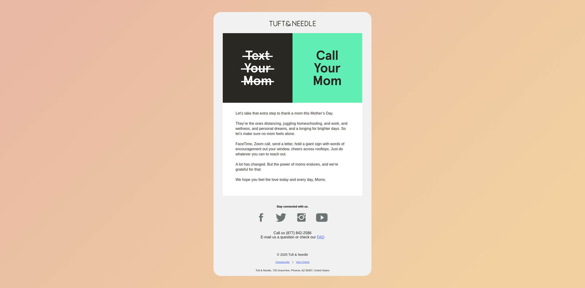 Tuft & Needle Mother's Day Email Campaign Heartfelt Connection Over Sales