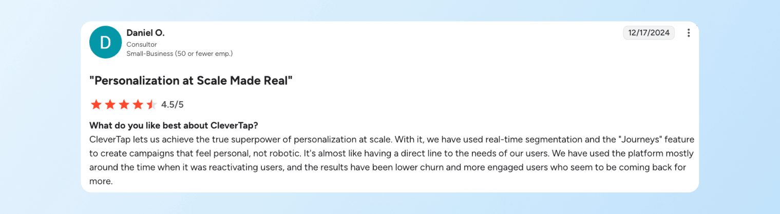 CleverTap review on G2