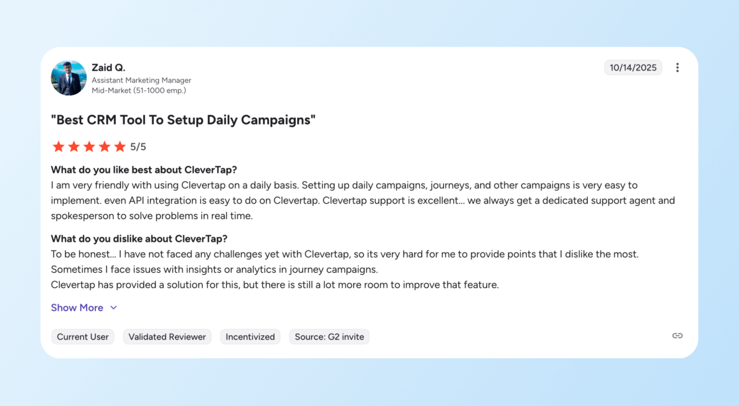 CleverTap review on G2