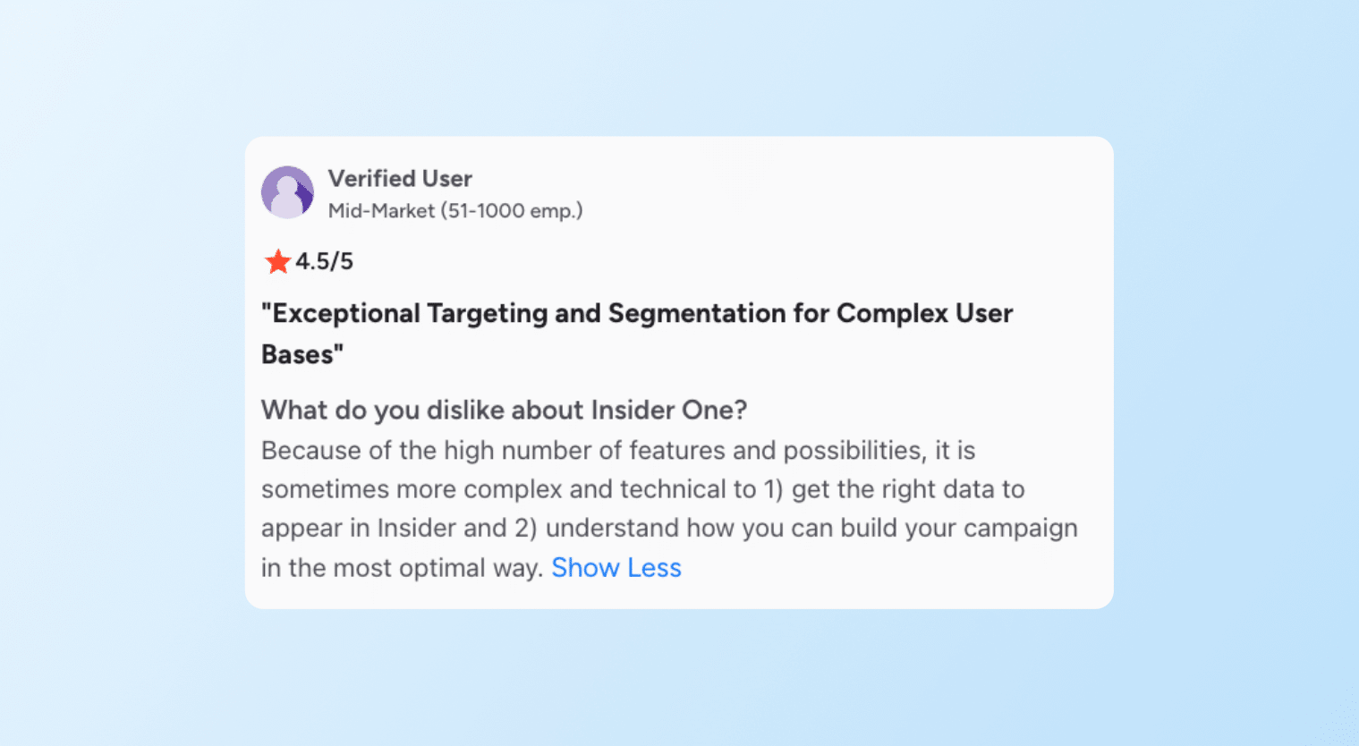 Insider vs. Klaviyo - Insider review on complexity