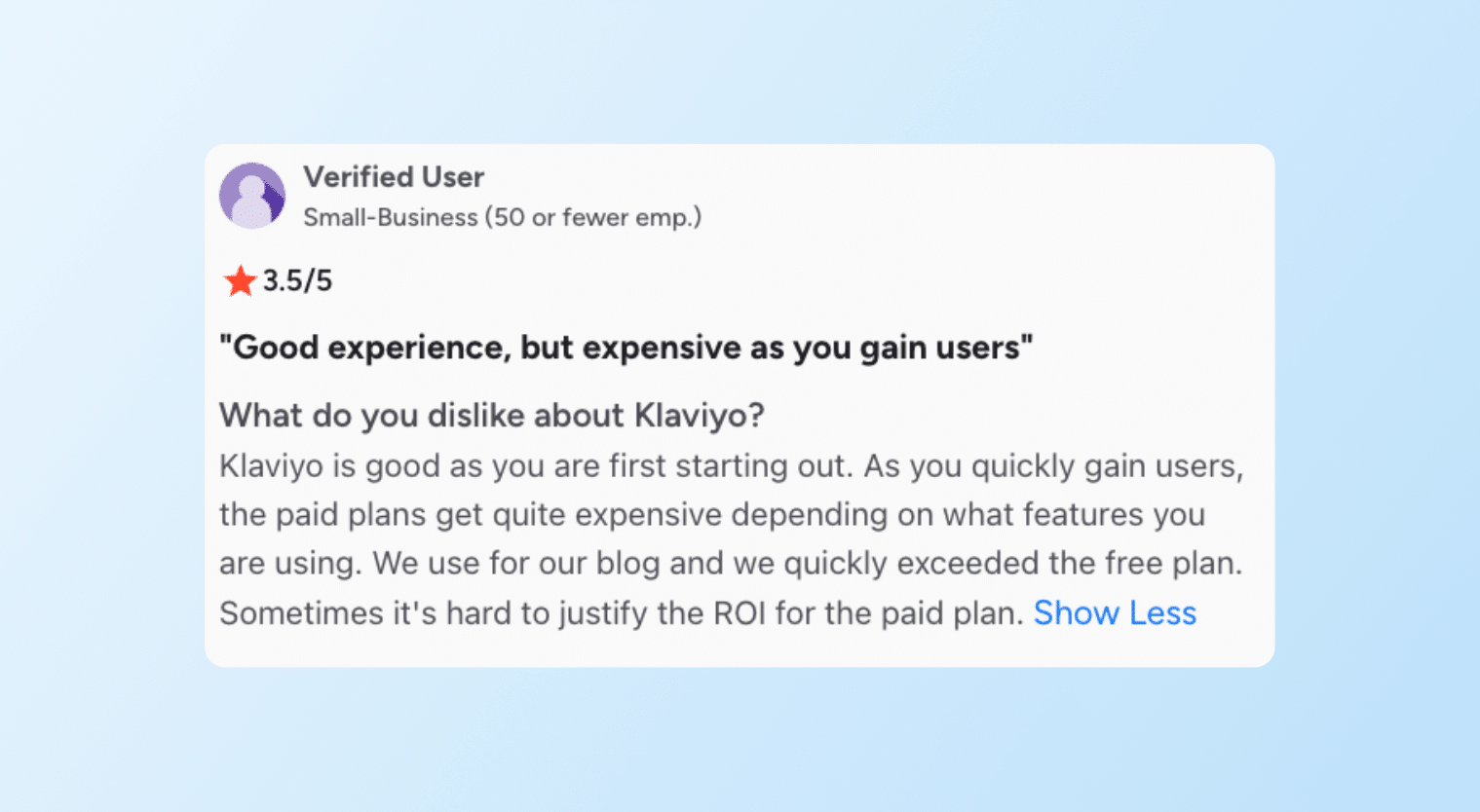Insider vs. Klaviyo - Klaviyo review on pricing