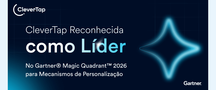 Chegou a hora! CleverTap Reconhecida como Líder no Gartner® Magic Quadrant™ 2026 para Mecanismos de Personalização