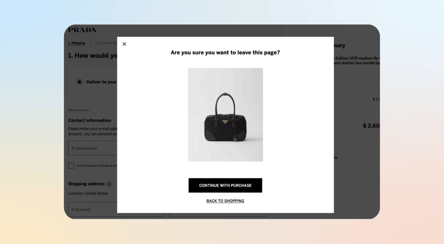 website personalization examples - prada