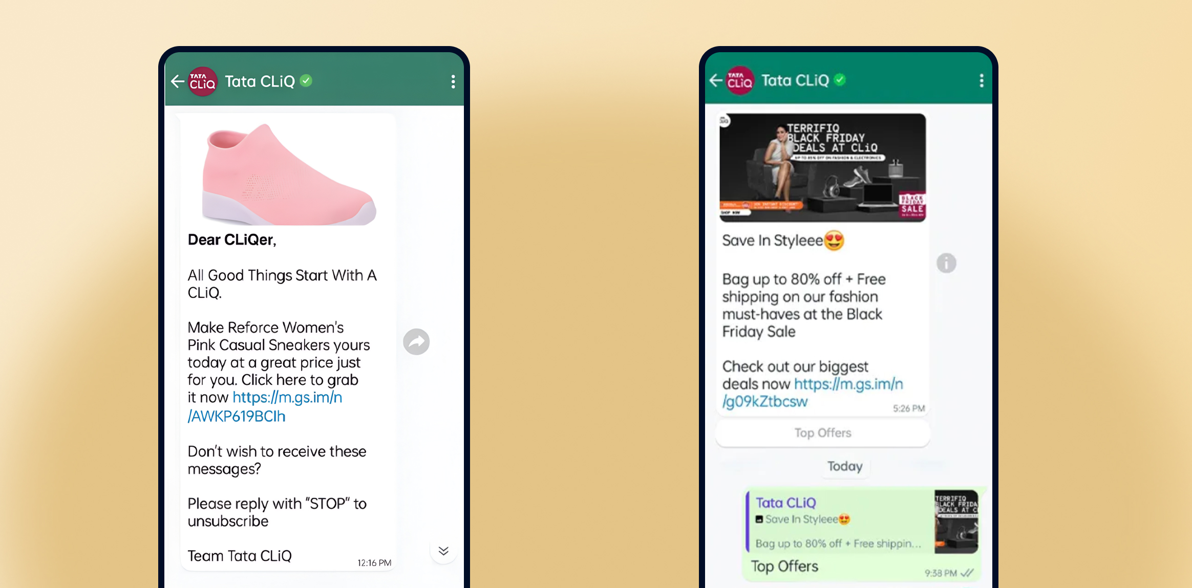 Tata Cliq Whatsapp marketing campaign examples